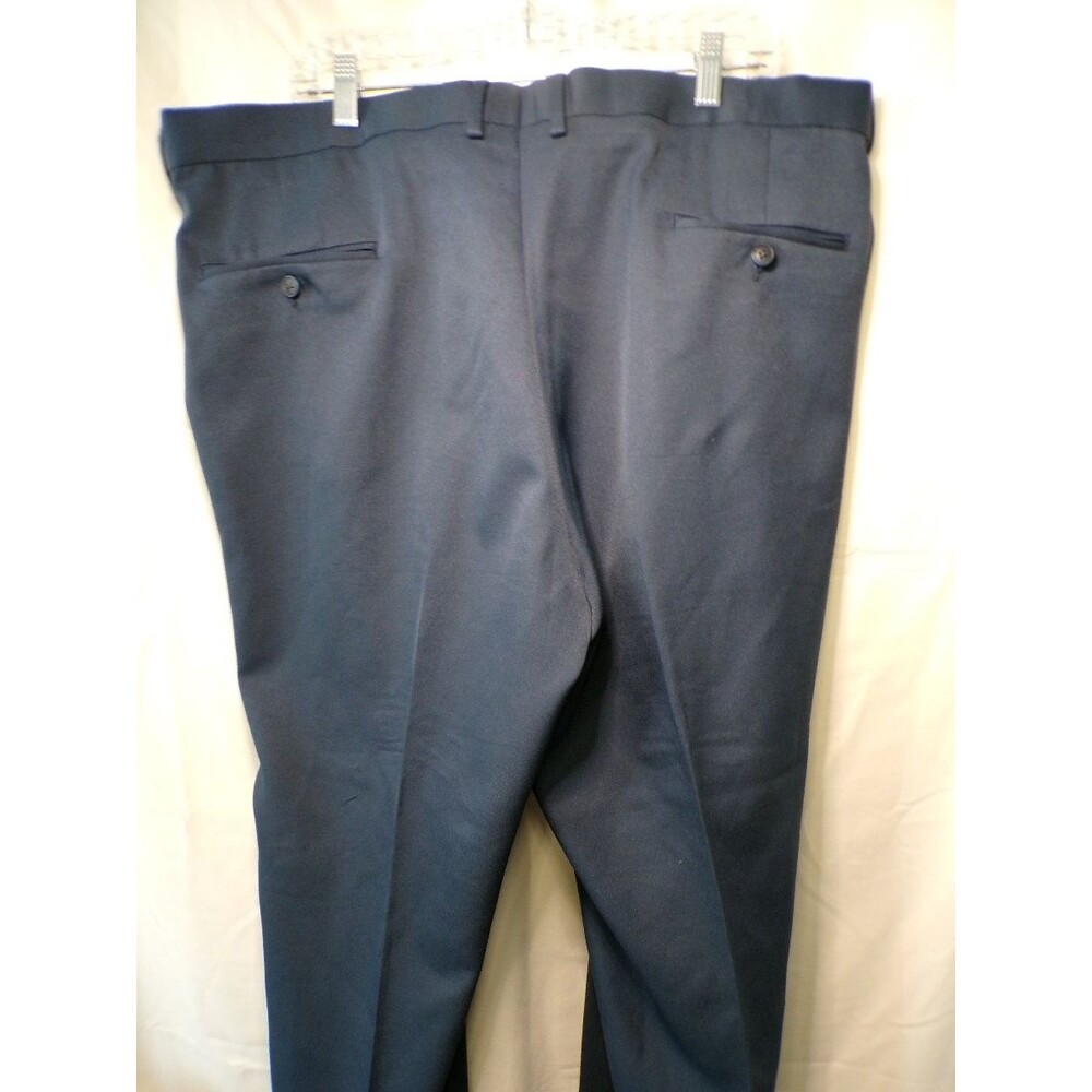 SaddleBred Men's Performance Dress Pants Navy Pleated 42W 30L Polyester - Picture 3 of 6